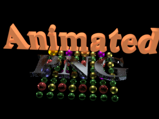 png logo, spinning (animated), with the word "animated" above it